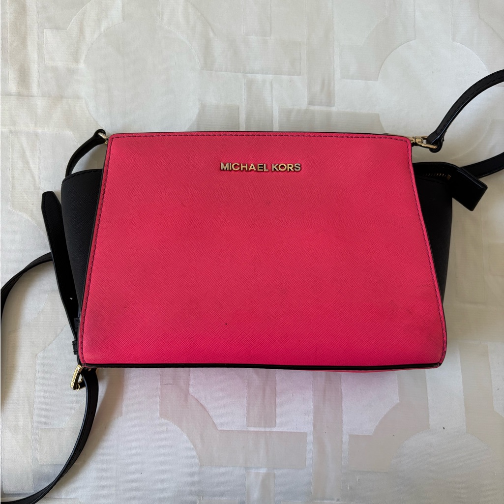Michael Kors Vibrant Pink And Black Crossbody Bag